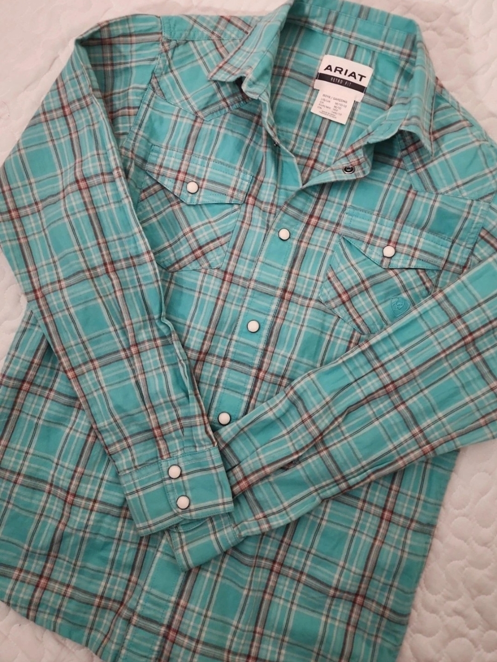 Ariat Turquoise Plaid Snap-Front Western Shirt
